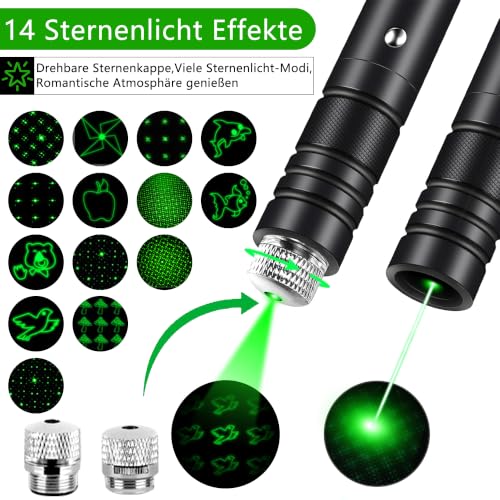 Thumbnail 3 de Wood Homing Torcia a LED con luce verde: potente puntatore verde ricaricabile e cappucci intercambiabili
