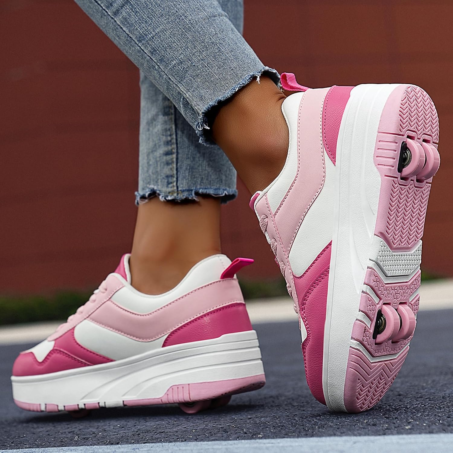Detalle 2 de ANEFUN Scarpe da pattinaggio a rotelle per bambini con ruote staccabili