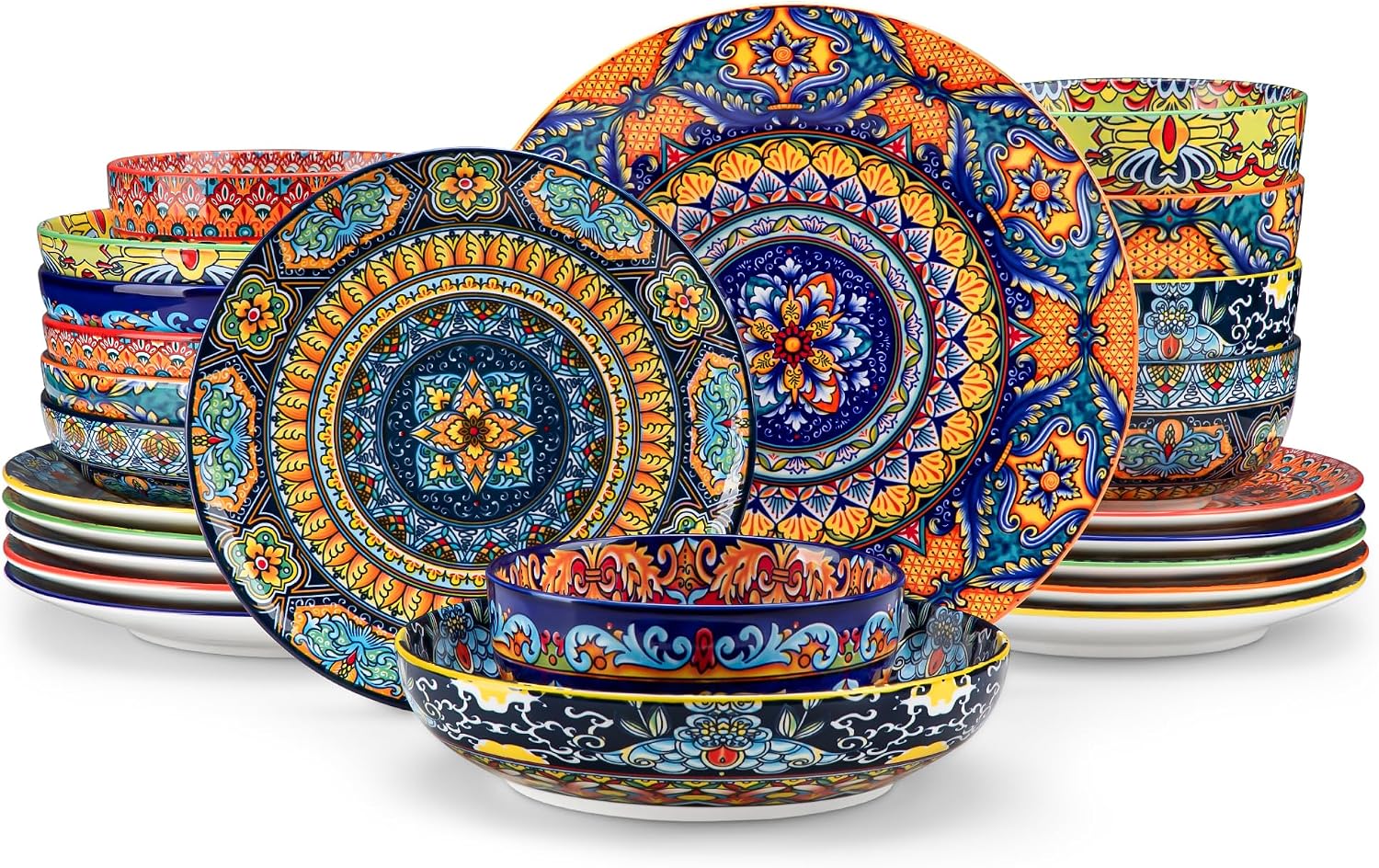 Detalle de Vancasso KRVI 24-Piece Bohemian Dinnerware Set for 6