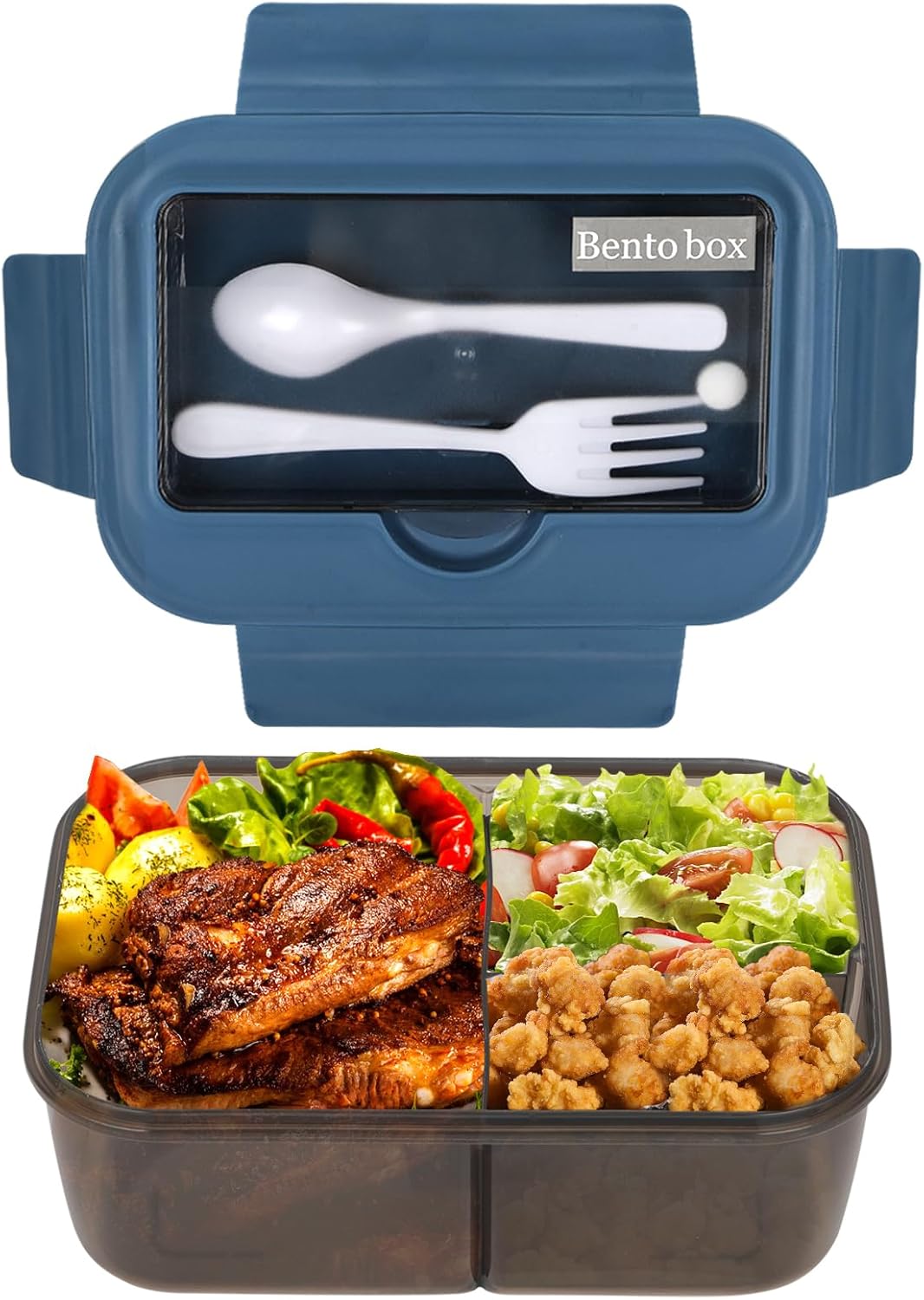 Brotdose Snackbox 1.400 ml mit Besteck und 3 Fächern – Lunchbox für Erwachsene, Kinder & Meal Prep