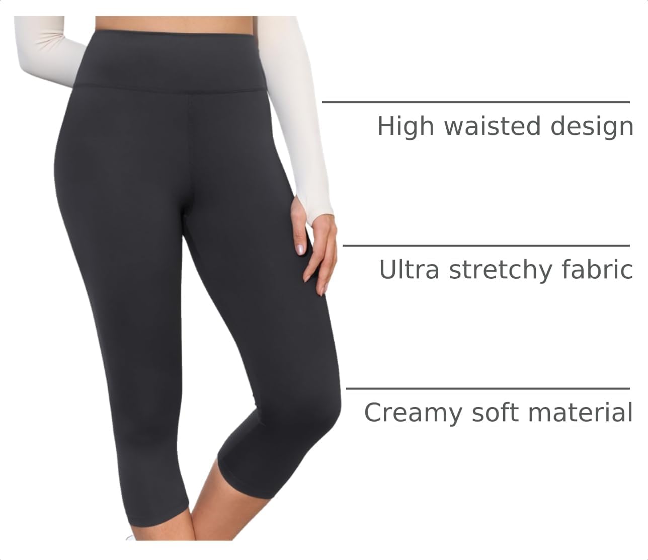 Detalle de VALANDY Creamlush 4-Pack Capri Leggings for Women (High-Waisted Stretch Yoga & Lounge) - S–3XL