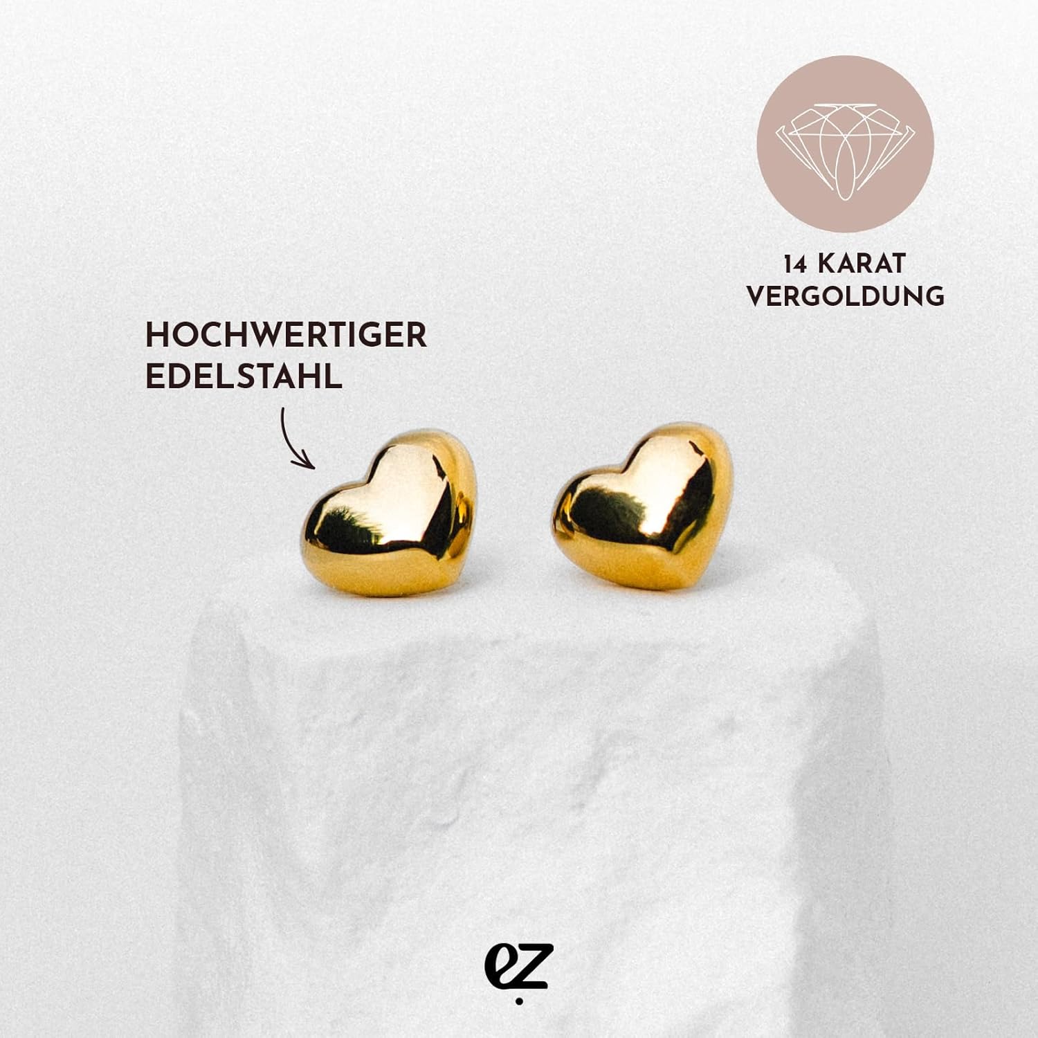 Thumbnail 3 de Echtzeit Ohrstecker im Herzdesign aus Edelstahl für Damen – Puffy Heart, ca. 1,1 cm