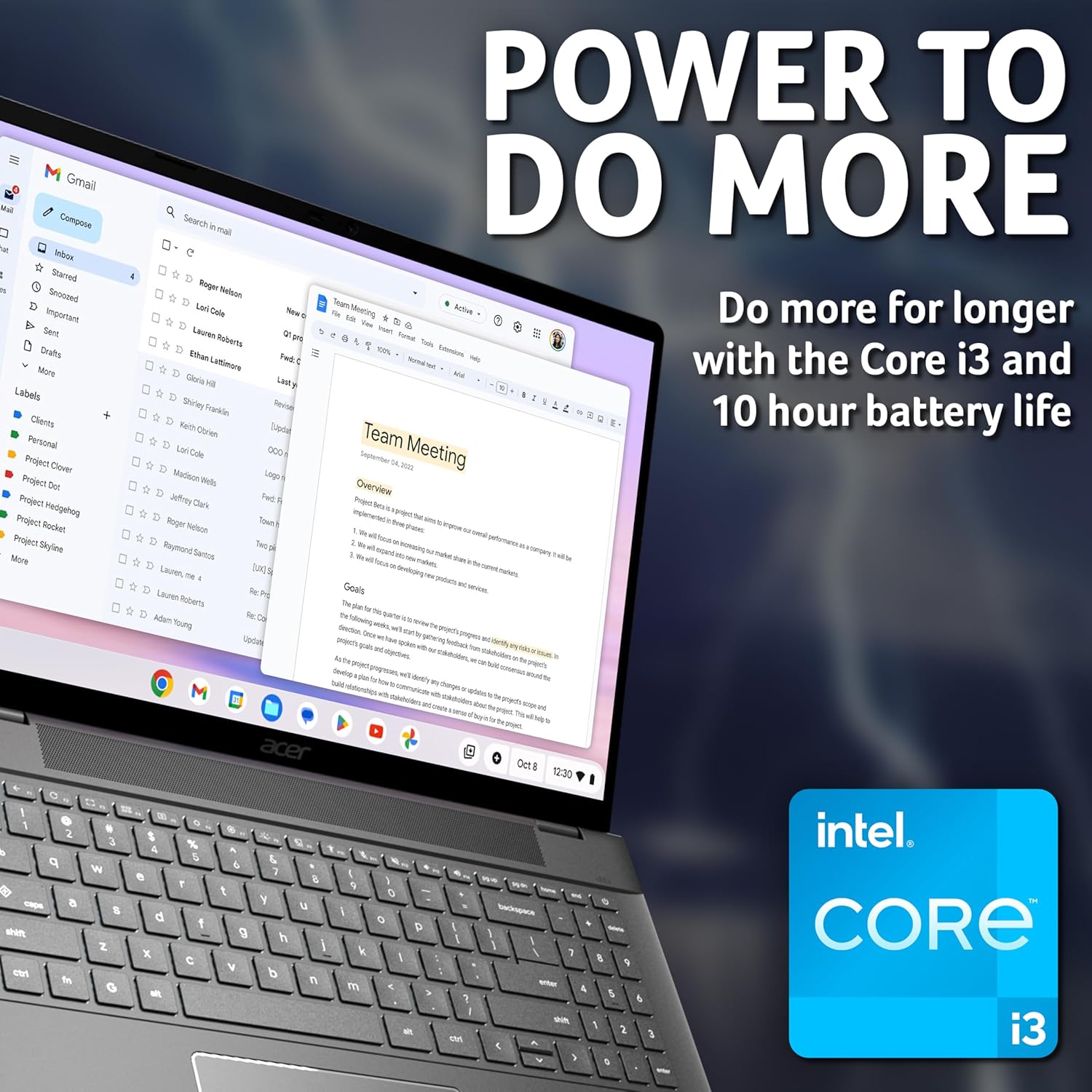 Thumbnail 4 de Acer Chromebook Plus 516 CB516-1H (Intel Core i3, 8GB RAM, 256GB SSD) — 16" WUXGA laptop with Chrome OS