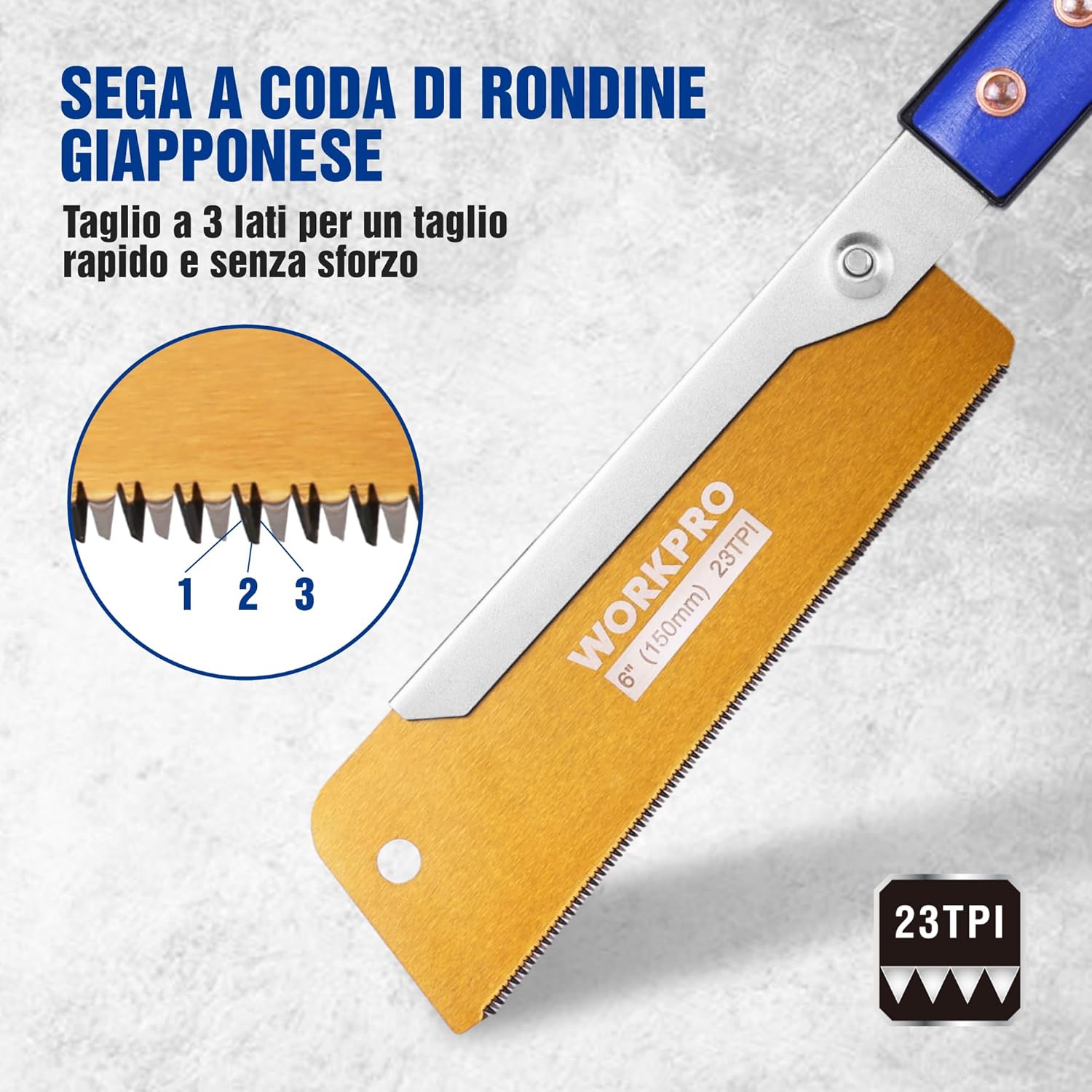 Thumbnail 1 de WORKPRO Sega Giapponese per Legno da 345 mm, lama SK5 0,45 mm e taglio fine 23TPI