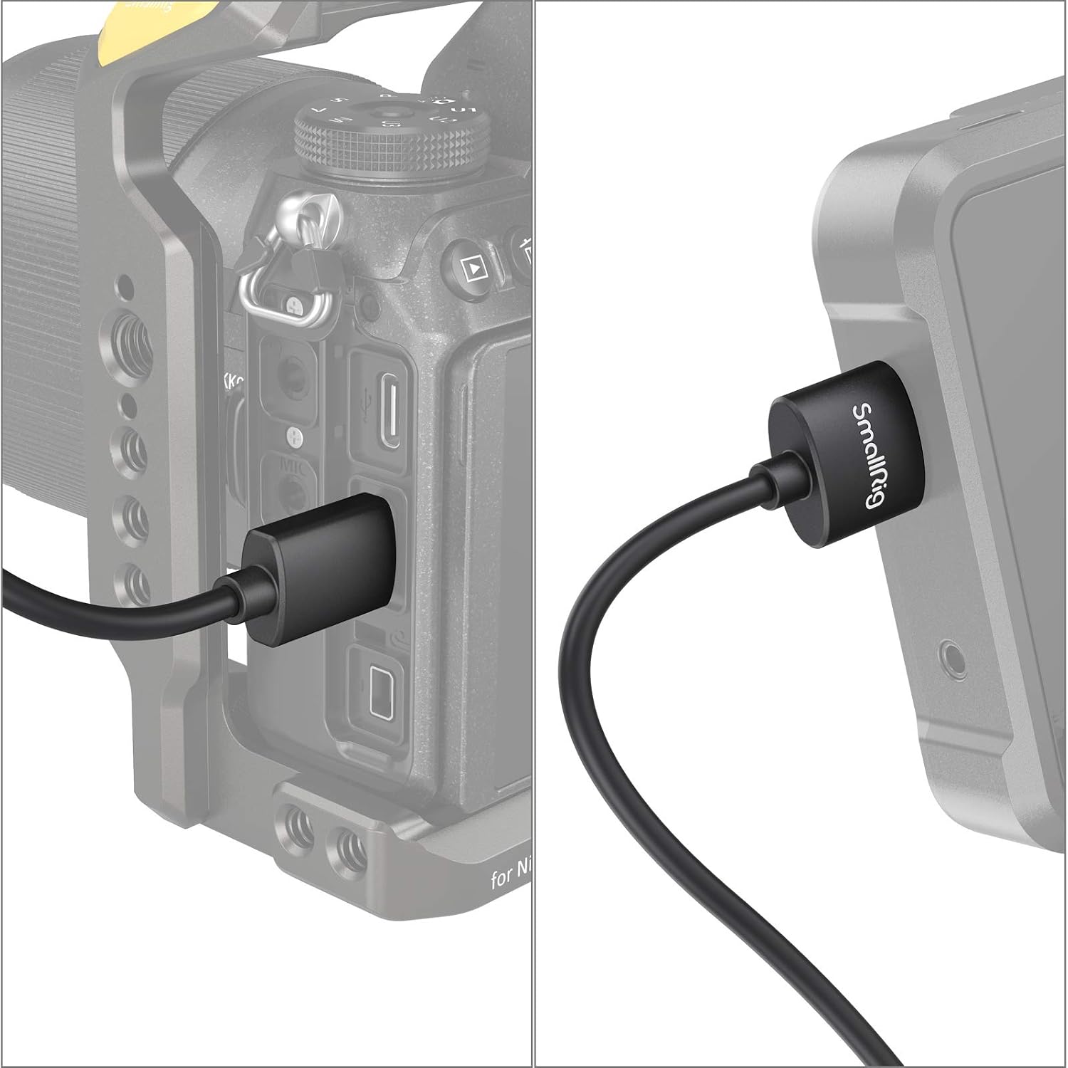 Detalle de SMALLRIG 3040 kabel HDMI 2.0 4K 60 Hz, 35 cm, złącza C–A