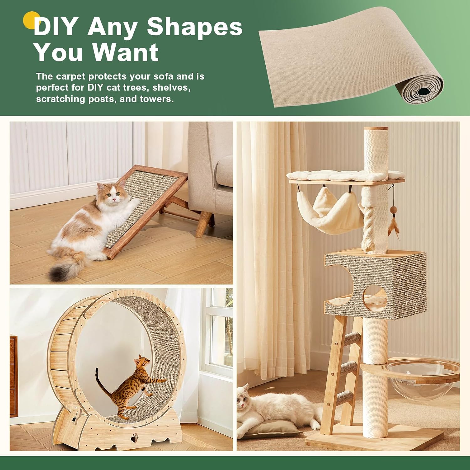 Detalle de Gimars Selbstklebende Kratzmatte 200 × 40 cm – Khaki, DIY Kratzschutz für Sofa, Wand und Möbel