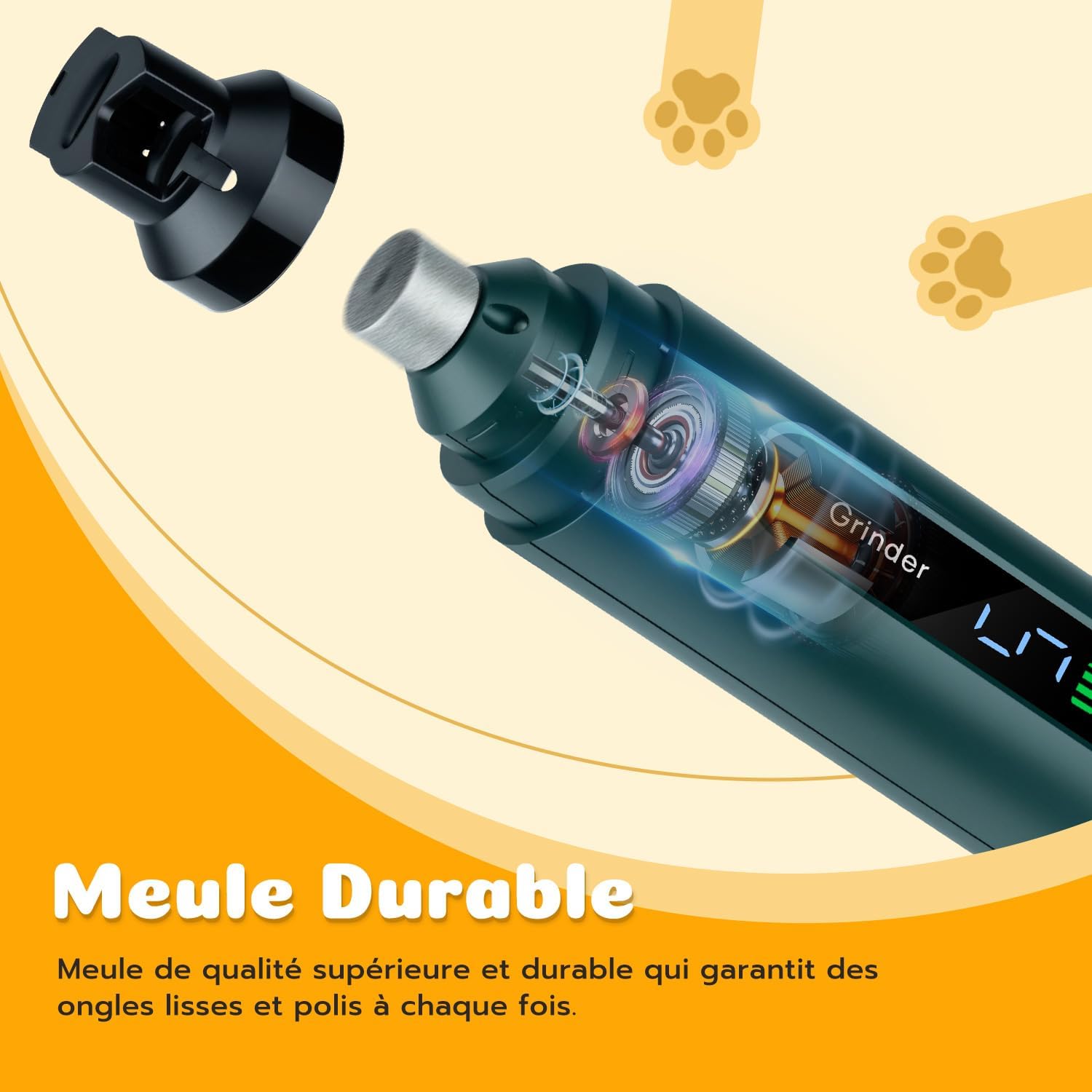 Detalle de Wigearss Lime à ongles de chien électrique rechargeable à 5 vitesses et LED
