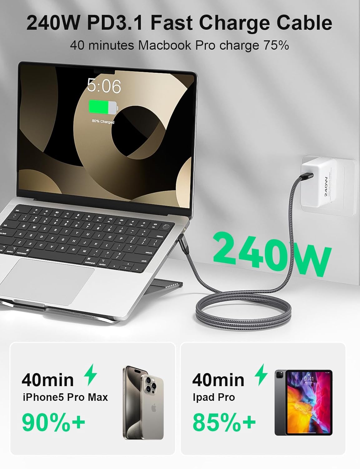 Thumbnail 1 de XAOSUN USB-C 20 Gbit Datenkabel 2 m