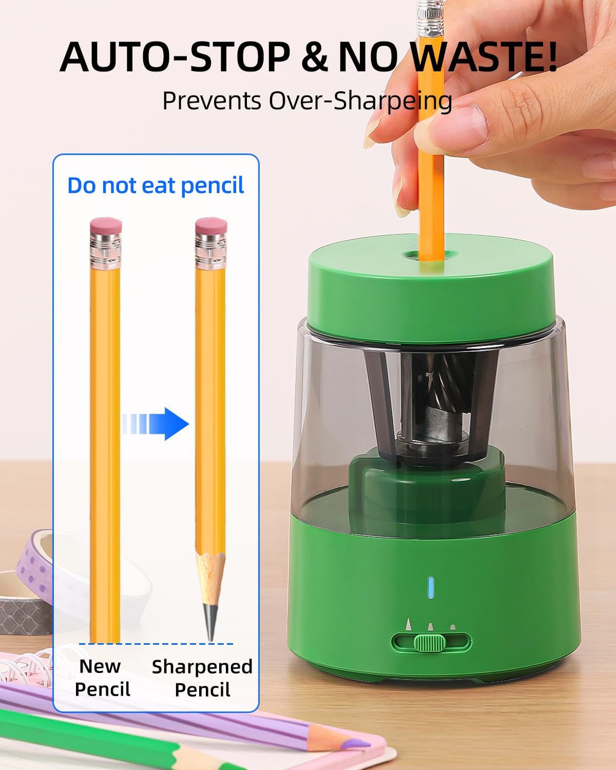 Thumbnail 3 de ZMOL Electric Pencil Sharpener: Rechargeable, Auto Stop, 3 Sharpen Modes