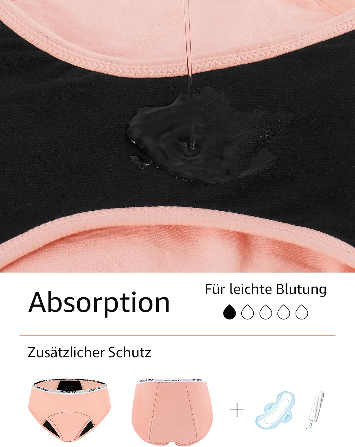 Thumbnail 3 de INNERSY Menstruationsunterwäsche für Mädchen (Baumwolle) im 3er-Pack – Perioden-Slips für 8–16 Jahre