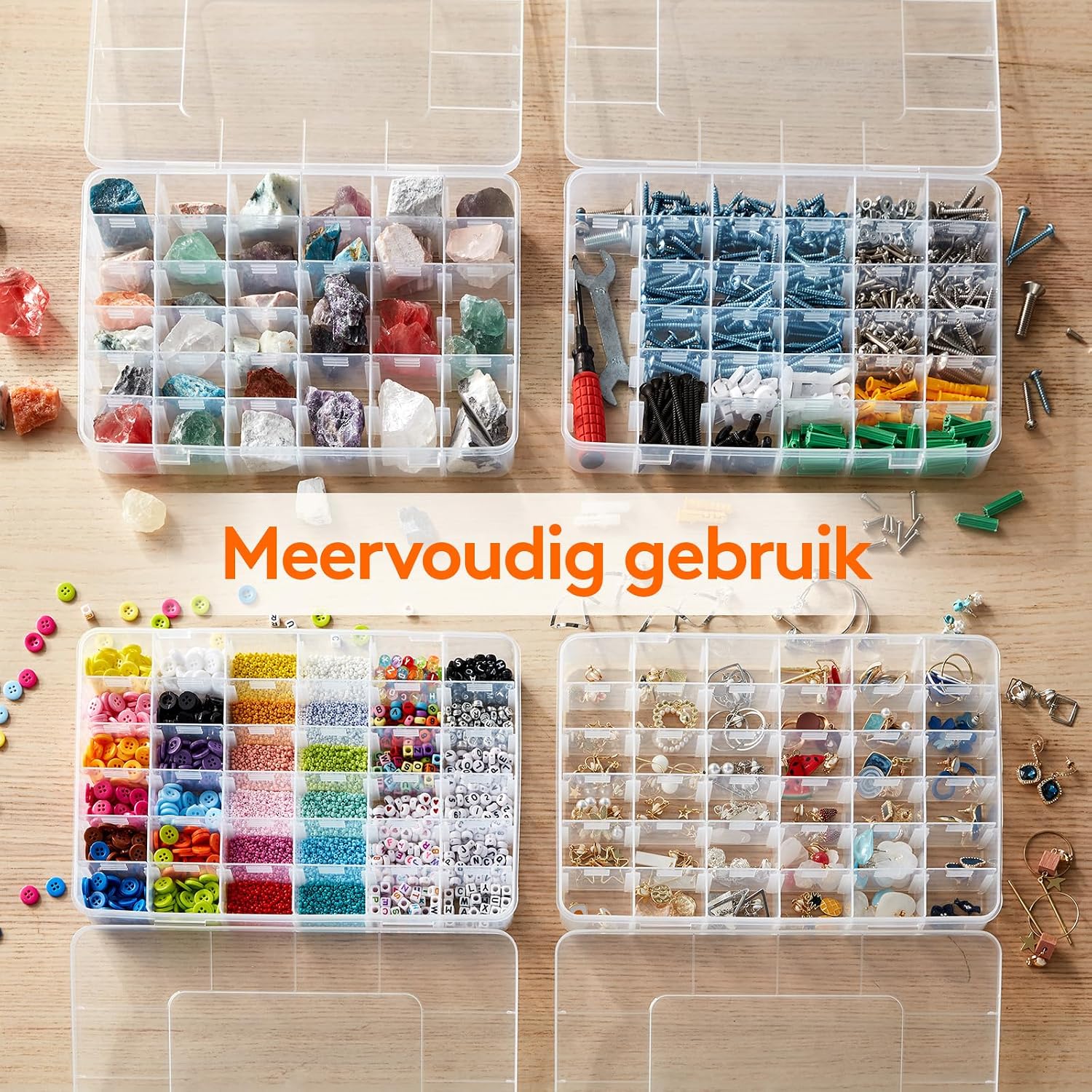 Thumbnail 6 de Lifewit 22043 opbergdozen met 36 vakken, verstelbare verdelers en kliksluiting