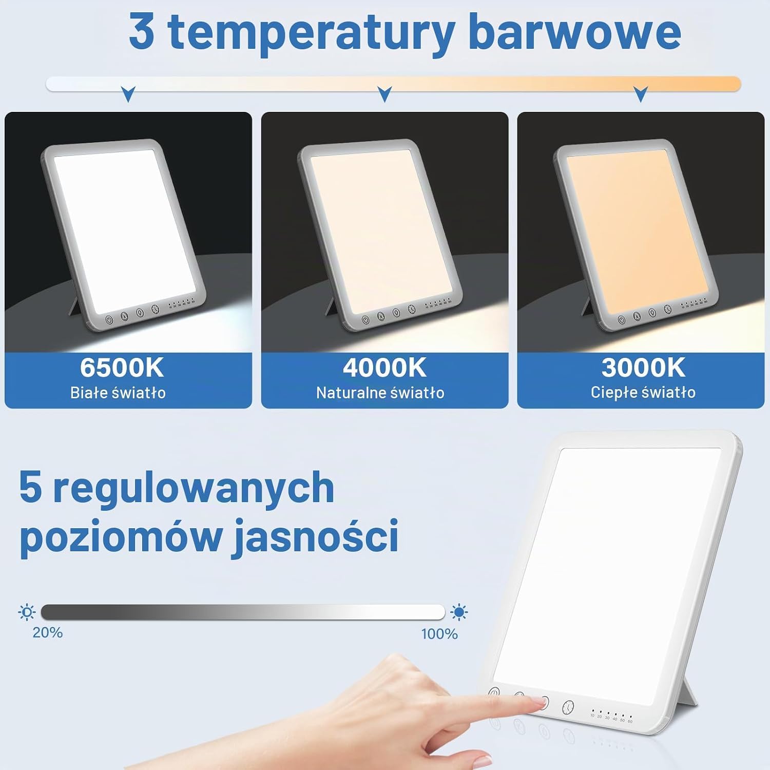 Detalle de OHFAMO lampa do terapii światłem 10 000 lx, 3 barwy i ściemnianie
