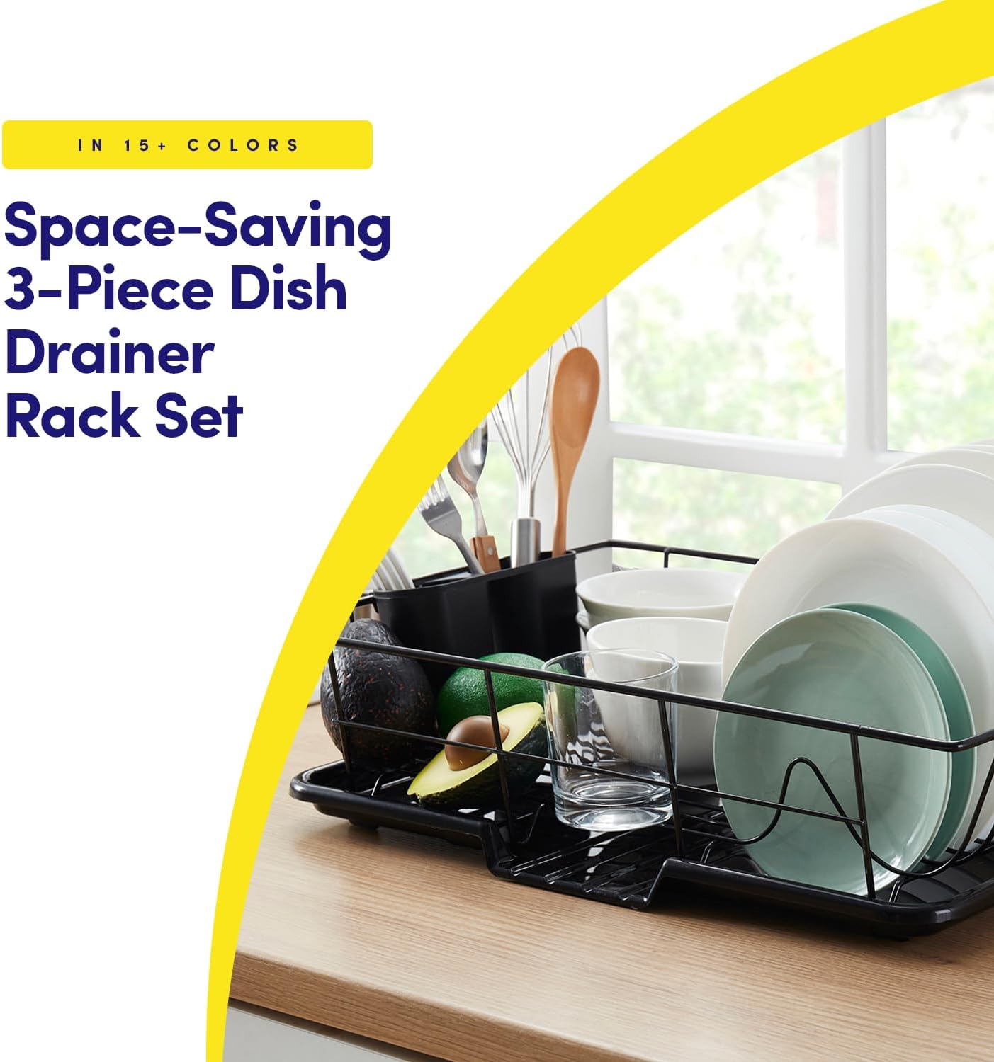 Thumbnail 1 de Space-Saving 3-Piece Dish Drainer Rack Set 🍽