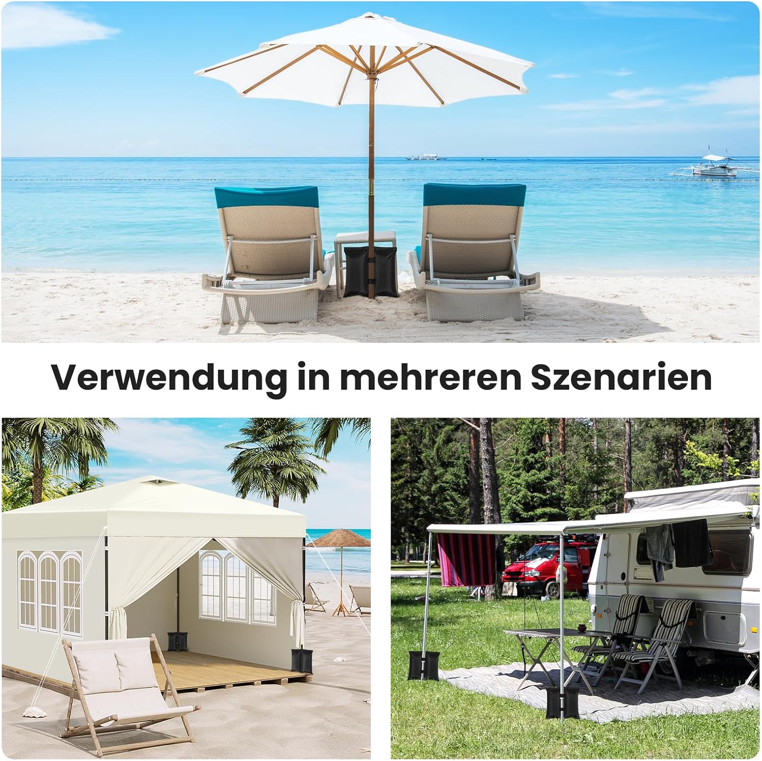 Thumbnail 3 de Laneetal Pavillon-Gewichte 4er-Set für Zelte & Sonnenschirme – Befüllbare Sandsäcke aus Oxford-Gewebe