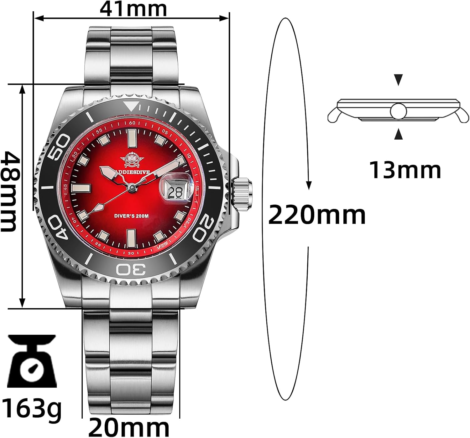 Detalle 2 de ADDIESDIVE AD2089 41 mm reloj cuarzo 200 m