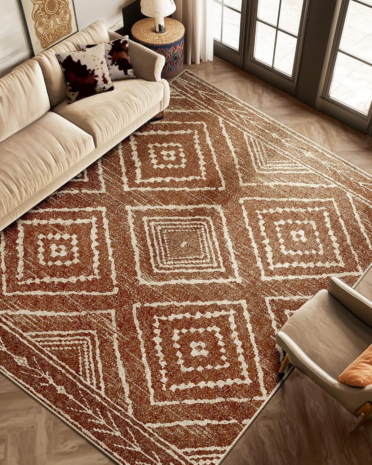 Detalle de Area Rug 8x10 Machine Washable Low Pile Rug 📐