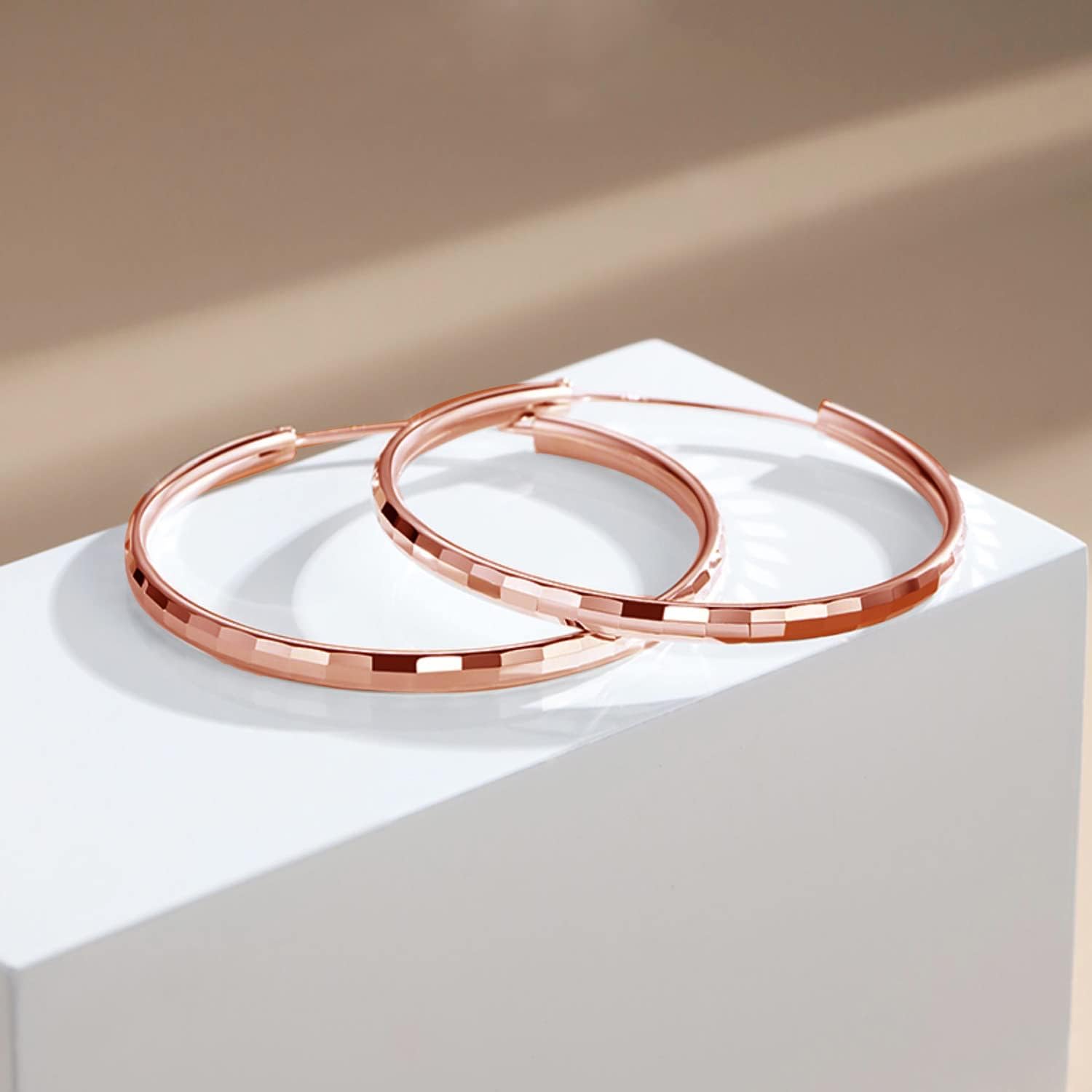 Detalle de Zolkamery 925er Sterling Silber Creolen Groß 45 mm – Damenohrringe rund, allergiefrei