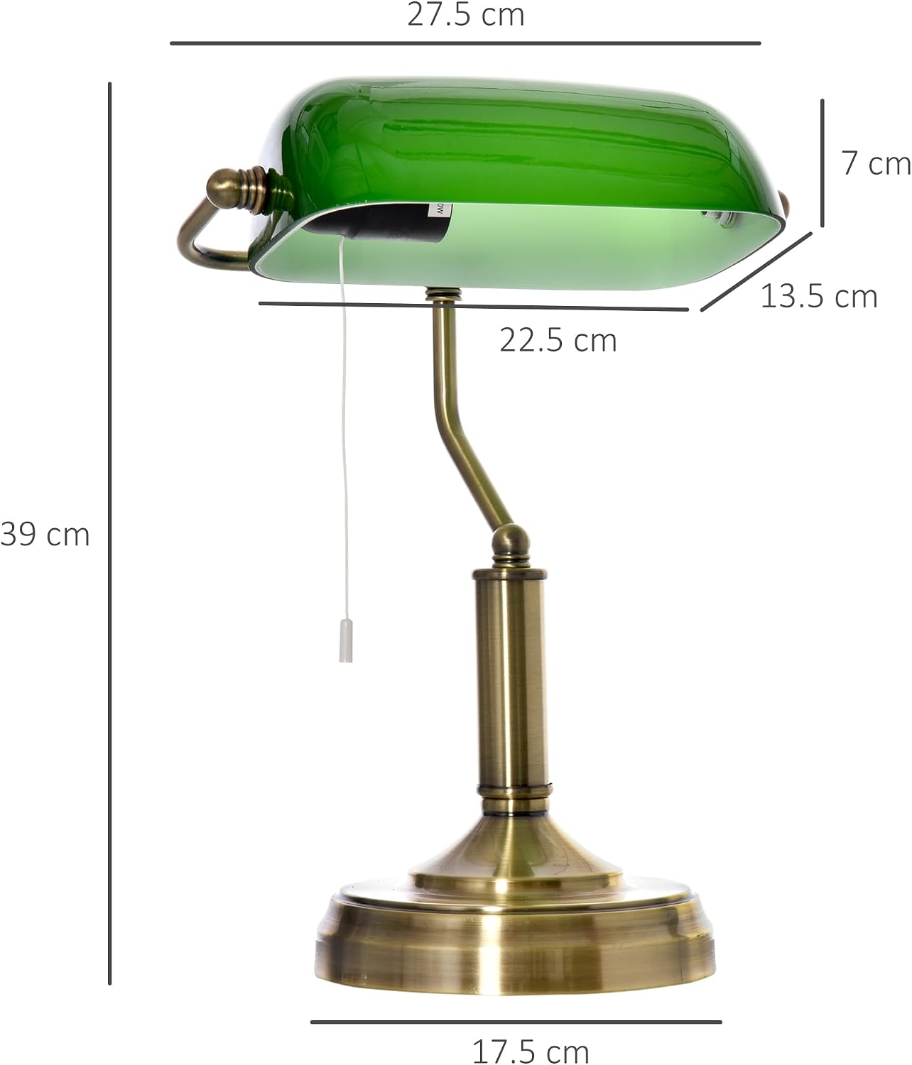 Thumbnail 6 de HOMCOM Banker's Table Lamp with Glass Shade Green