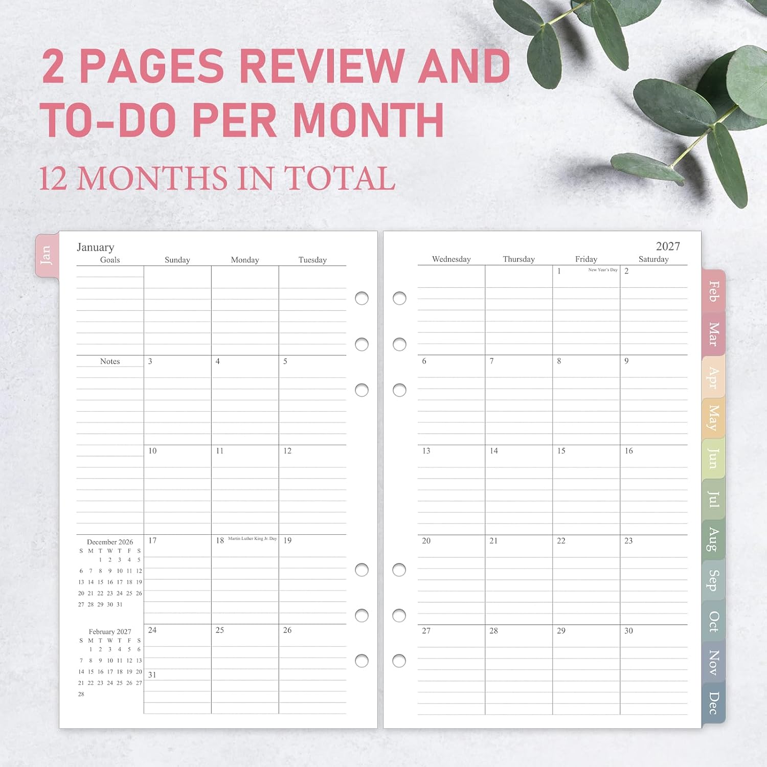 Detalle 2 de Weekly and Monthly Planner Refill, 6-Hole