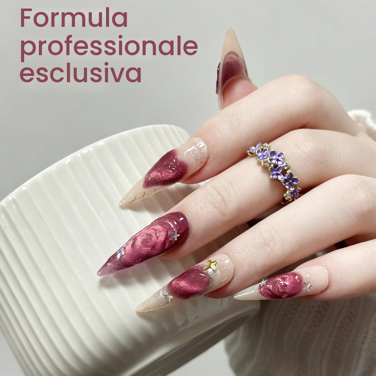 Detalle de Senvenski Gelatina Vetri Cat Eye: Smalto Semipermanente 15ML con Bacchetta Magnetica (Occhi di Gatto) – Rosa Fucsia