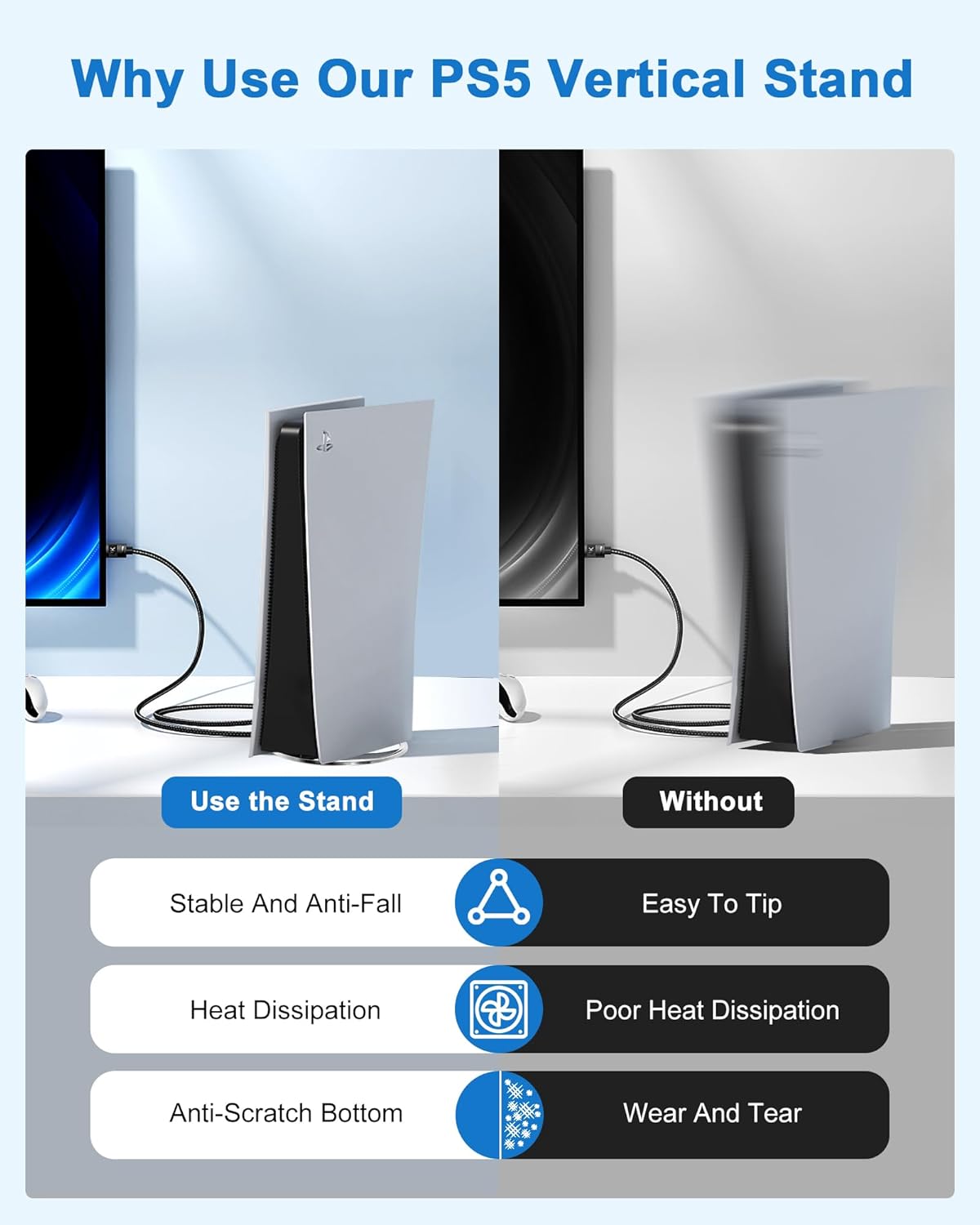 Thumbnail 1 de RUIZHI Support Vertical pour PS5 Pro, base ABS et anneau acier inox