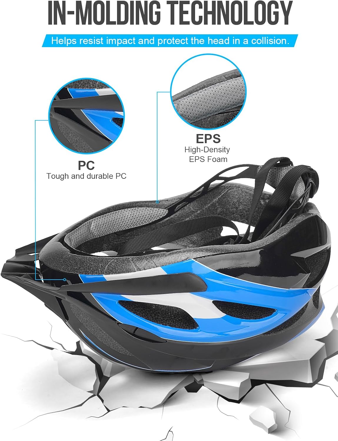 Detalle de Fahrradhelm Erwachsene mit Licht – Cityhelm Urban Verstellbarer Unisex 57–62 cm