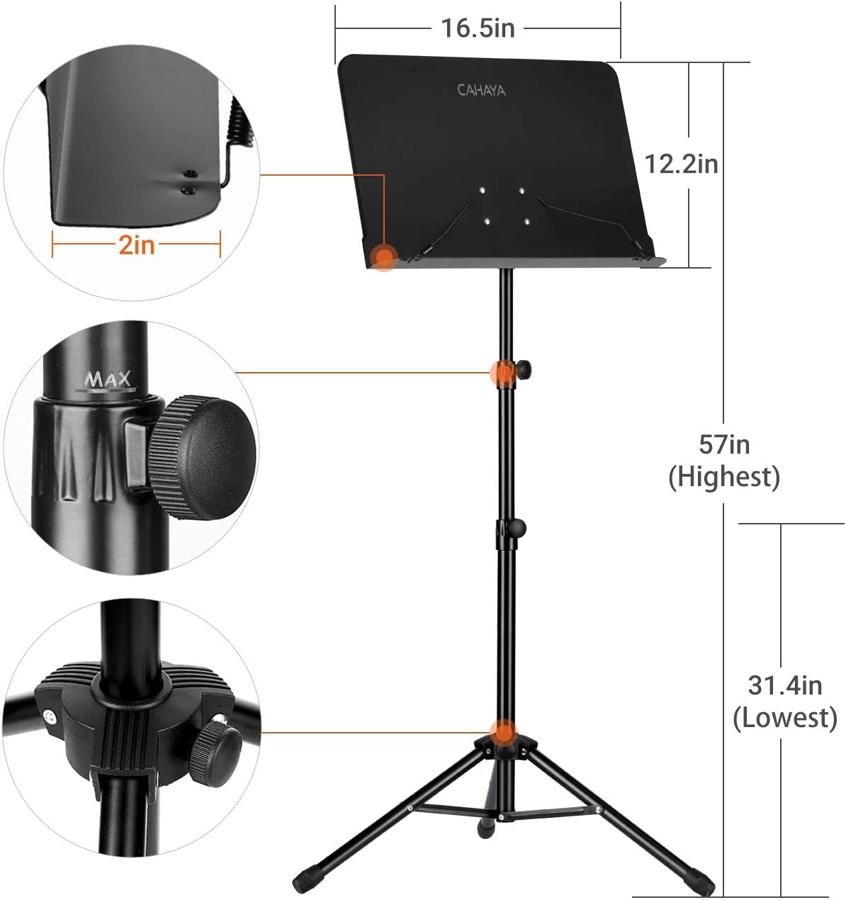 Detalle de CAHAYA Sheet Music Stand Dual-use Convert to Desktop Stand