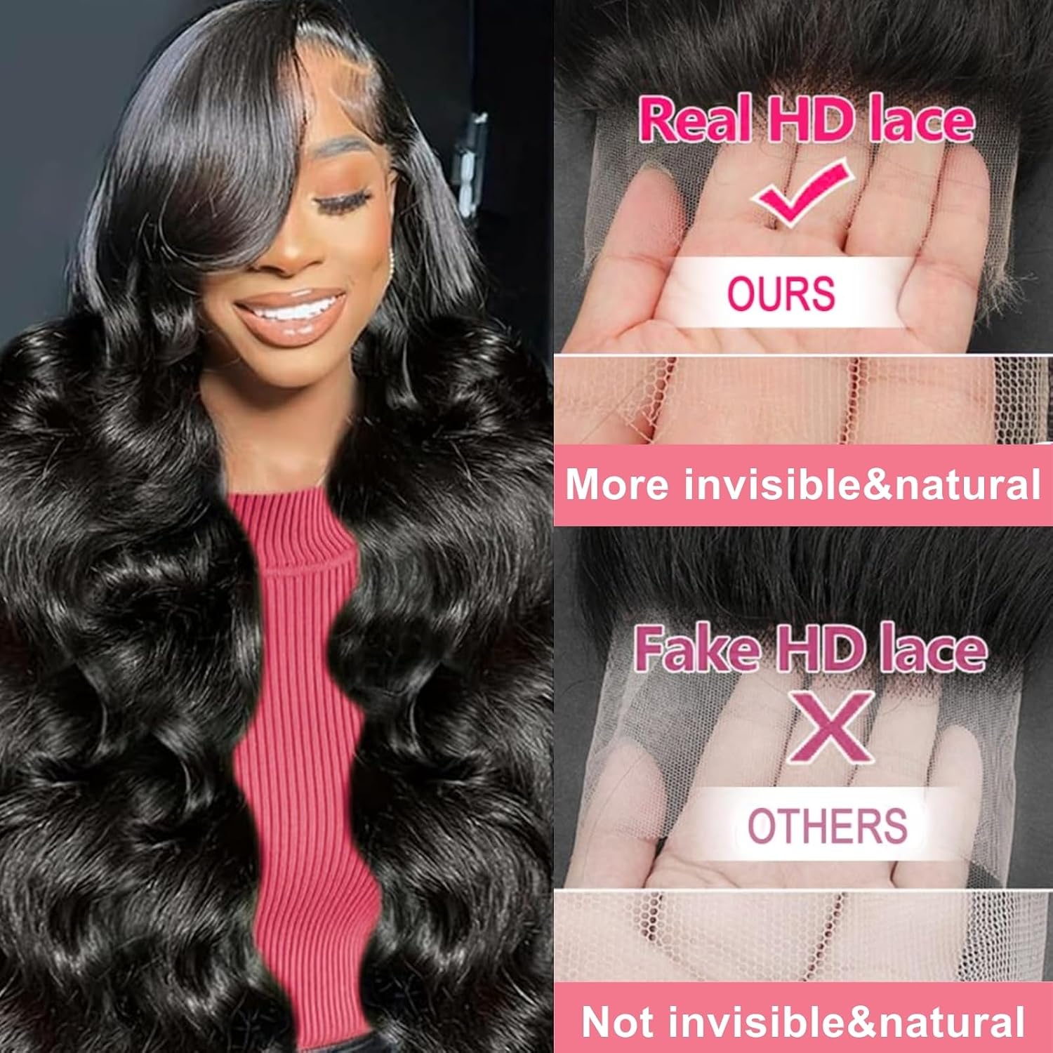 Thumbnail 5 de HRTND Body Wave Lace Front Wig, 24 Inch