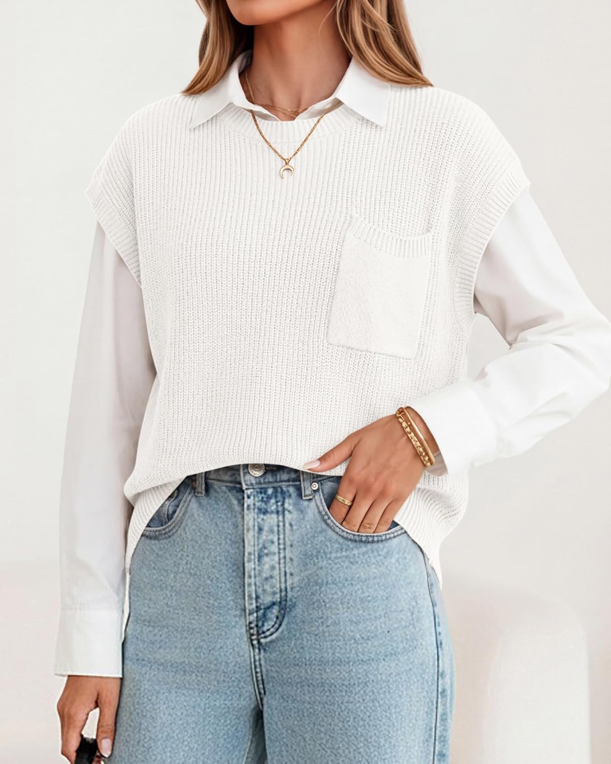 Thumbnail 5 de KIRUNDO Women’s Short Sleeve Cotton Knit Sweater Vest (Ribbed Pullover Tank)