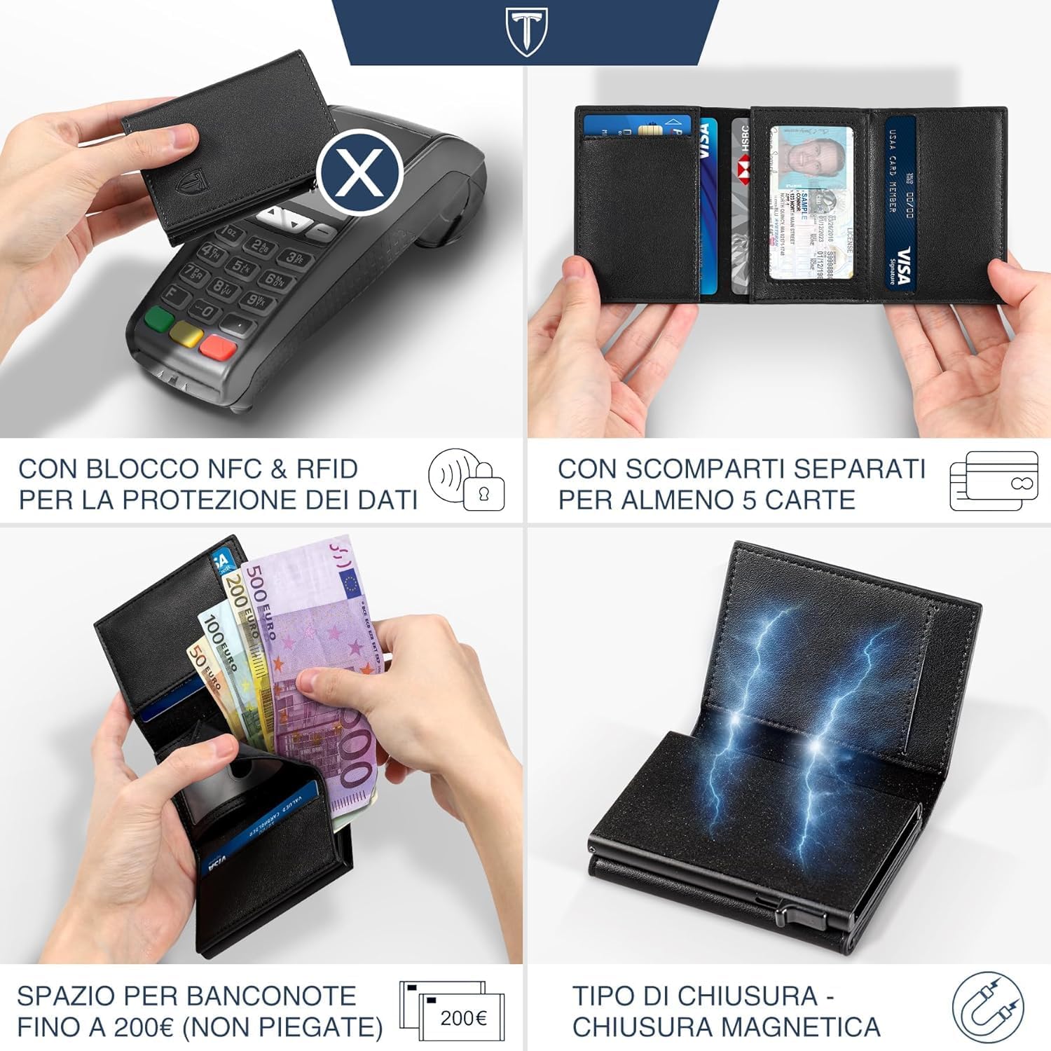 Detalle 2 de TEEHON Portafoglio Uomo Slim con RFID 10 carte