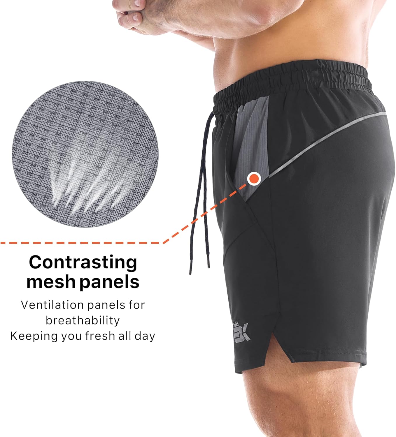 Thumbnail 1 de Brokig Men’s Dry Gym Shorts (5 inch) with Mesh Pockets & Reflective Detail