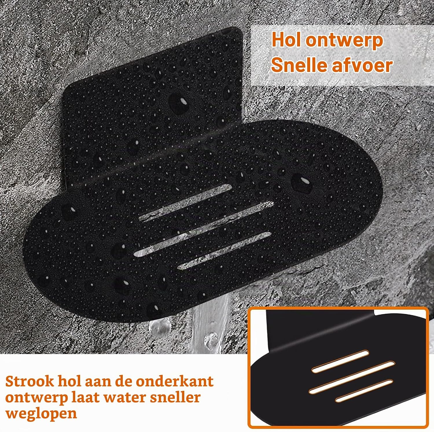 Detalle de HONZUEN HJYUK SoapHoler BK zelfklevende RVS zeephouder, zwart
