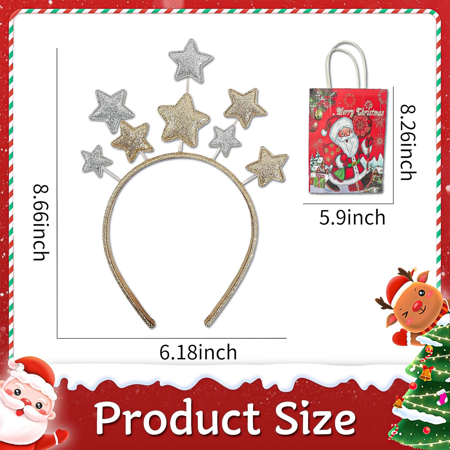 Detalle 2 de vidonio Christmas Headband with Glitter Stars
