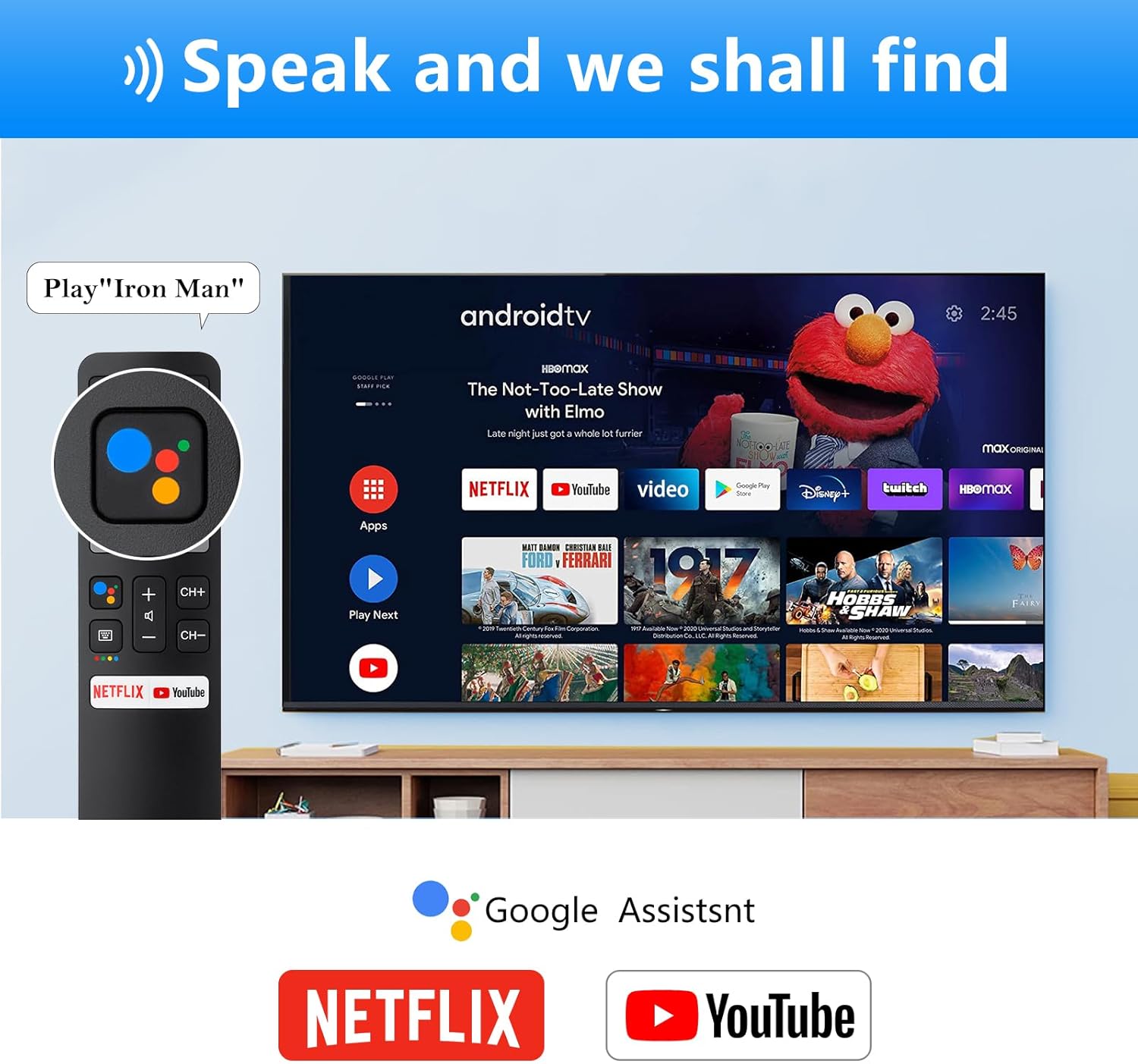 Detalle 2 de Voice Replacement RC802V for TCL Android TV – Upgraded Remote with Google Voice for TCL Smart TVs