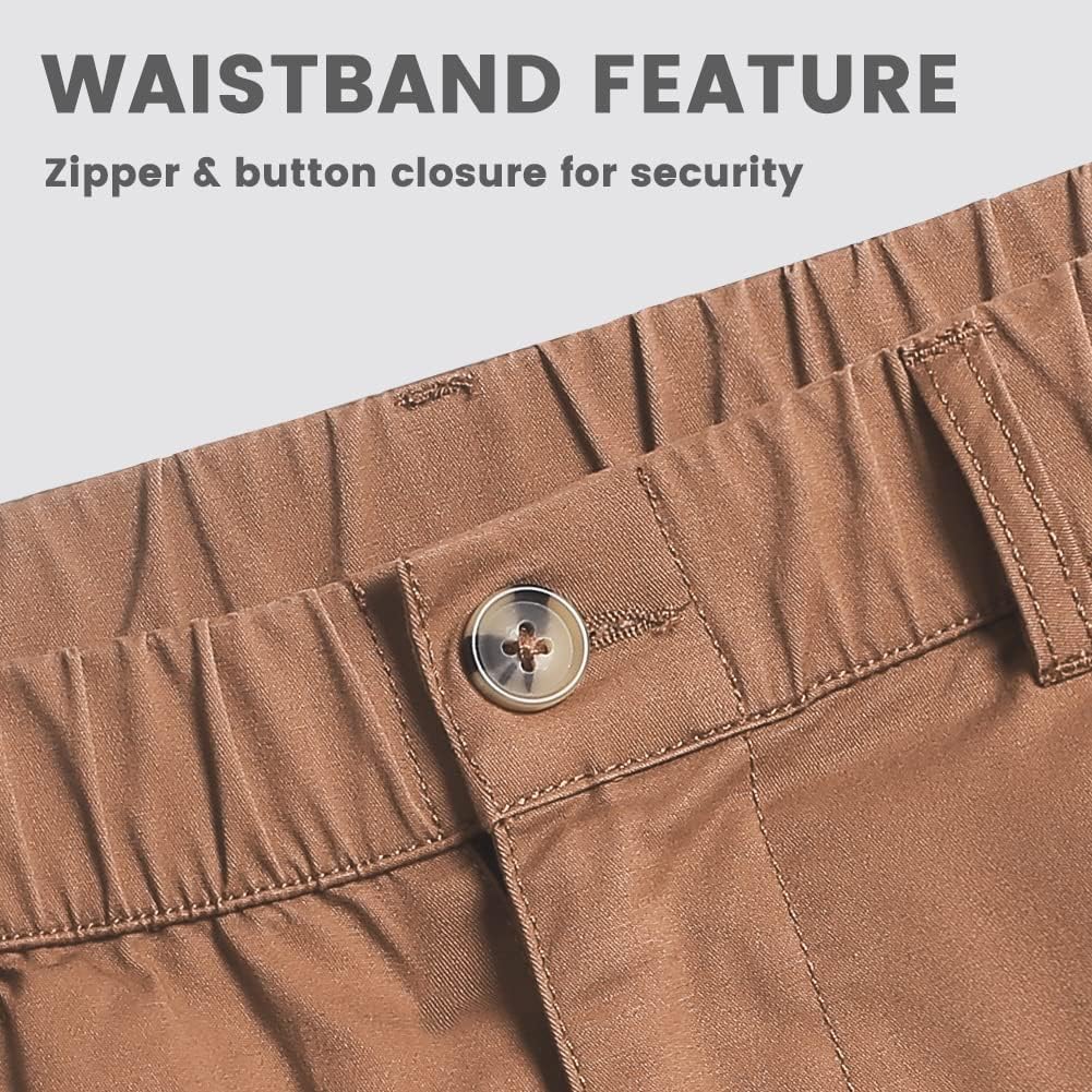 Detalle de maamgic Men's Classic-fit 5.5" Cotton Casual Shorts with Elastic Waistband and Multi-Pocket Design