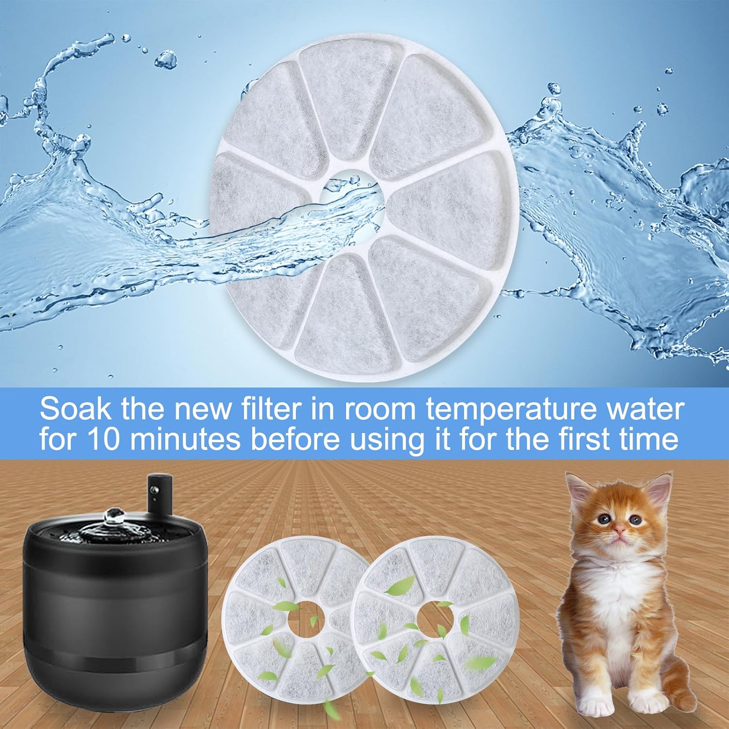 Thumbnail 4 de 10er-Katzenbrunnen-Filter für Philips PAW3210/02 – Dreischichtiger Aktivkohle Ersatzfilter