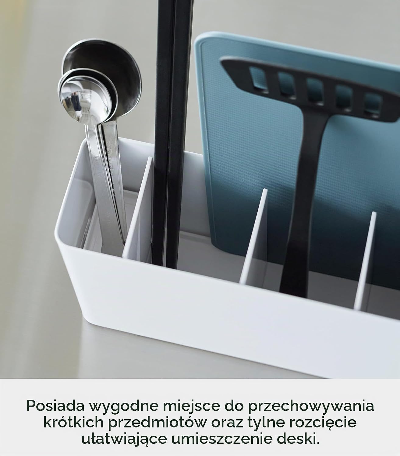 Detalle 2 de Yamazaki TOWER 8146 – uchwyt na przybory kuchenne i deskę, stal i ABS