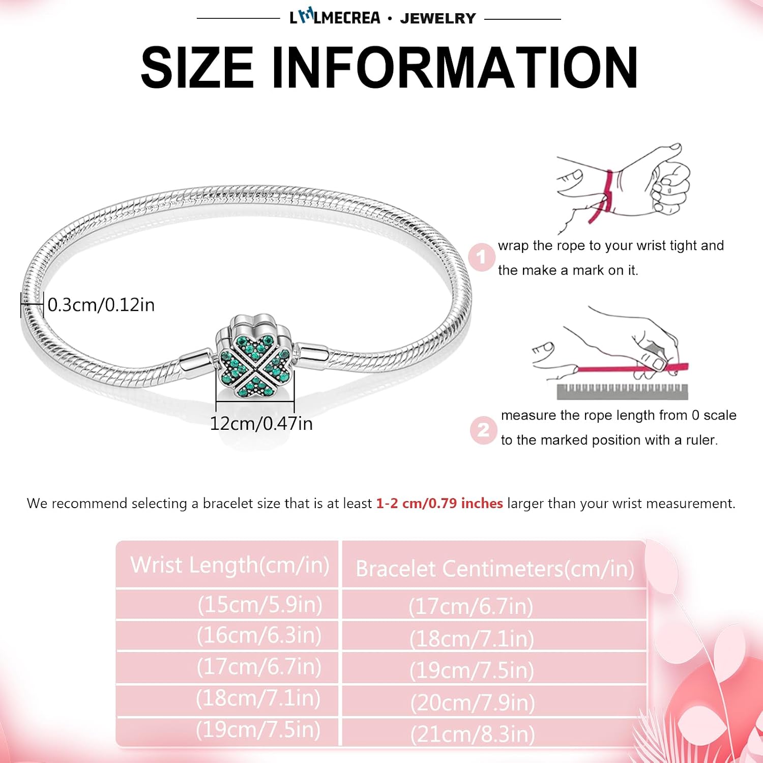 Detalle de Charm-Armband aus 925 Silber 17–21 cm