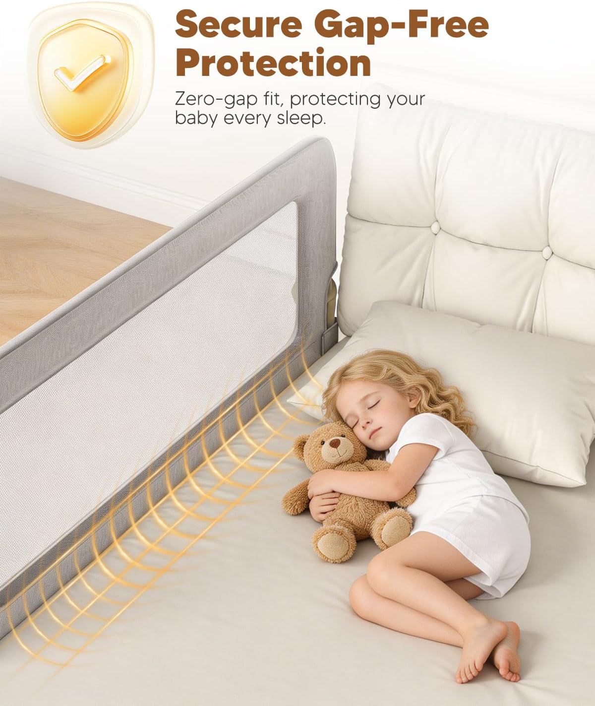 Thumbnail 1 de Lominuro TXBBR1201 75-Inch Toddler Bed Rail with Foldable Steel Frame