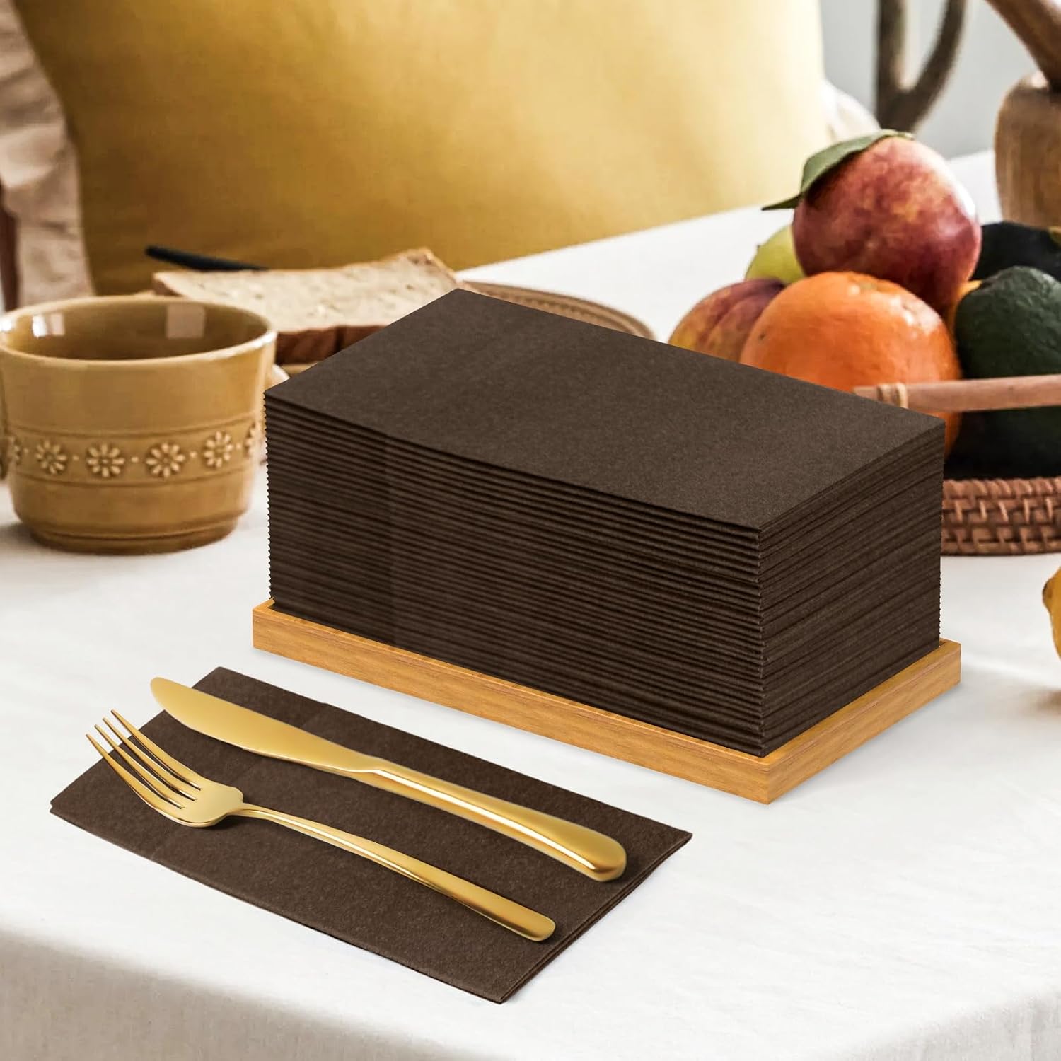 Thumbnail 2 de KAMMAK Napkins Disposable Coffee Cloth-Like Dinner Napkins with Pocket, 100 Pack