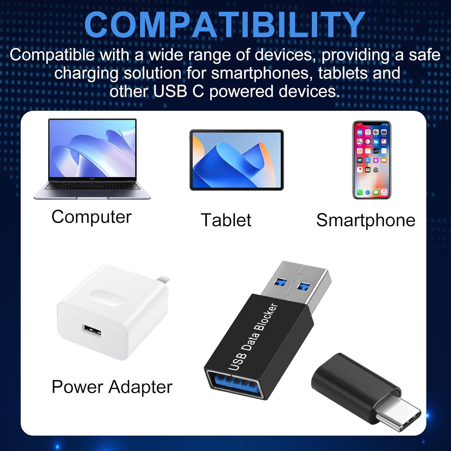 Detalle 2 de talNite USB & USB-C Data Blocker Set (2 Pack) – charge-only adapters to help prevent juice jacking