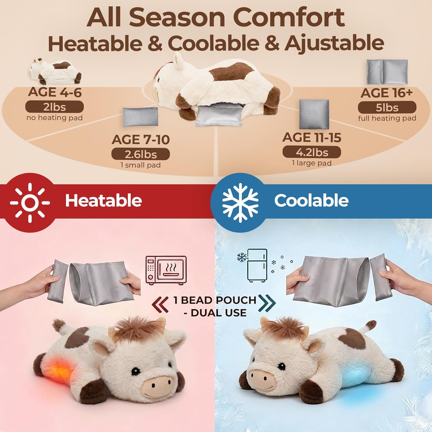 Thumbnail 5 de Mewaii 23-Inch Weighted Cow Plush