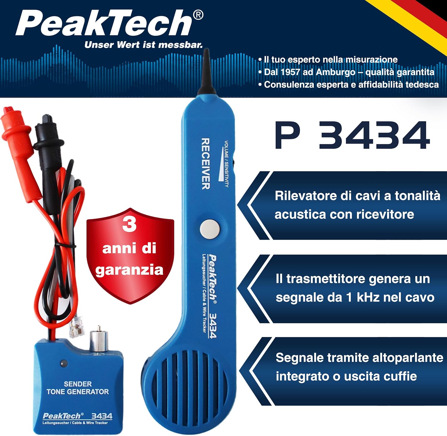 Thumbnail 1 de PeakTech 3434 Cercatore di linee per cavi