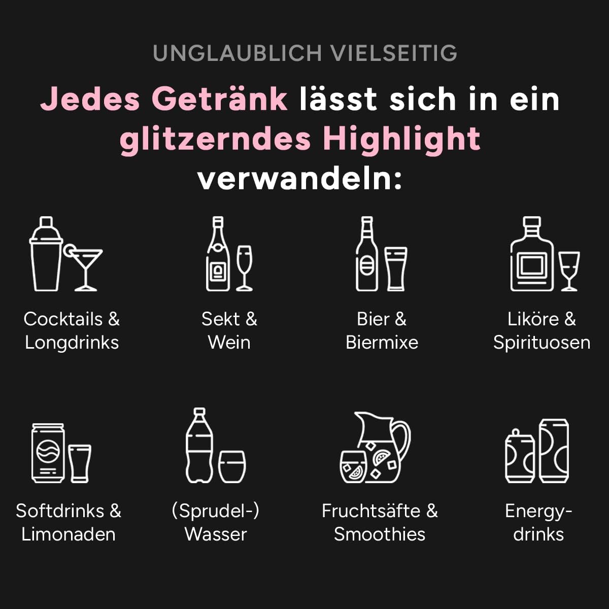Thumbnail 6 de Glytter Glitzerpulver für Getränke in Pink – essbares Glitzerpuder für Drinks & Flüssigkeiten