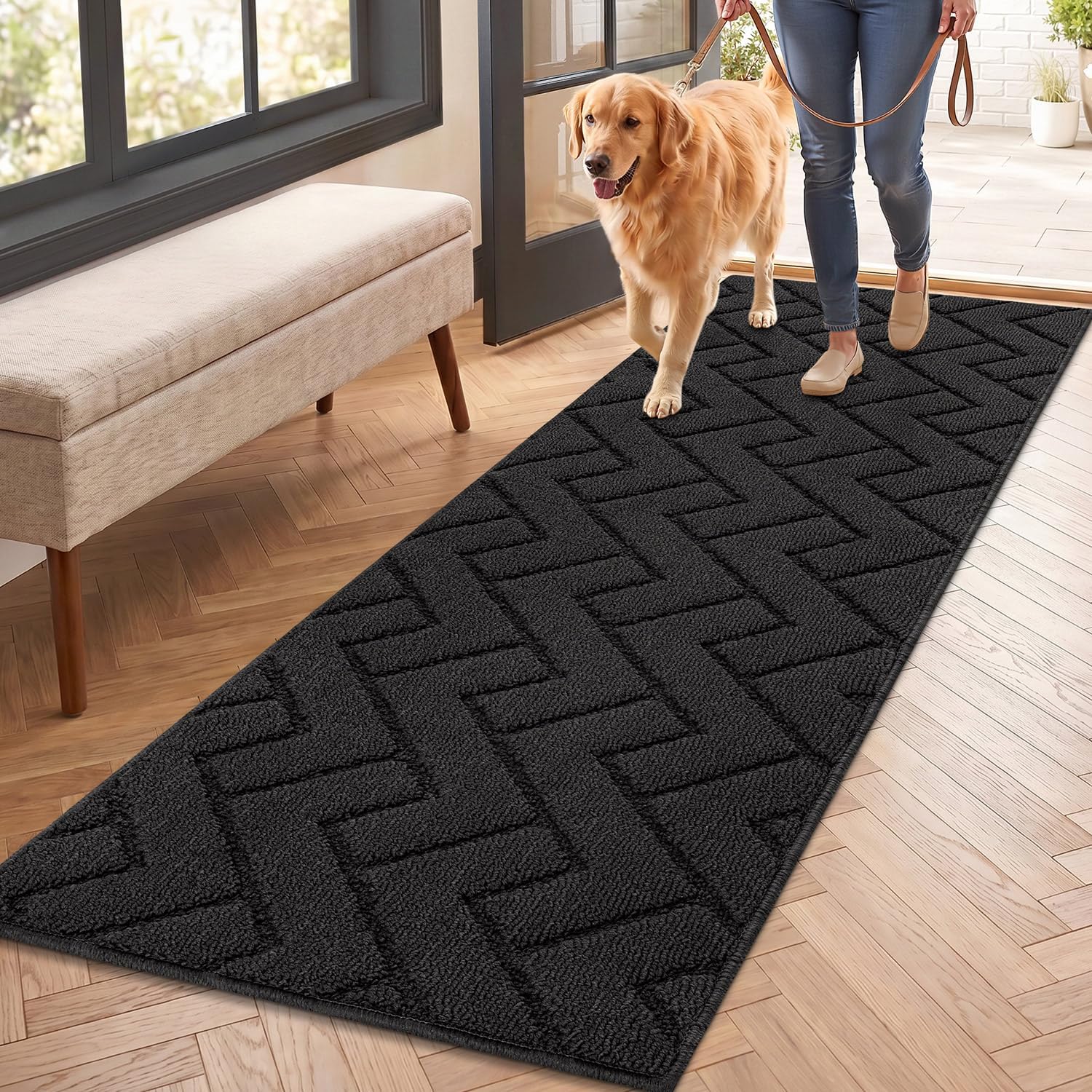 Thumbnail 6 de HICORFE Indoor Door Mat - Set of 2 Non-Slip Welcome Mats (20x32 and 20x59) in Dark Grey