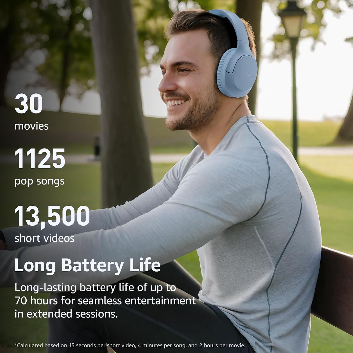 Detalle de TOZO HA1 Over-Ear Kopfhörer – kabellos mit BT 5.4, ENC Noise Cancelling, 70 Std. Akkulaufzeit und faltbarem Design