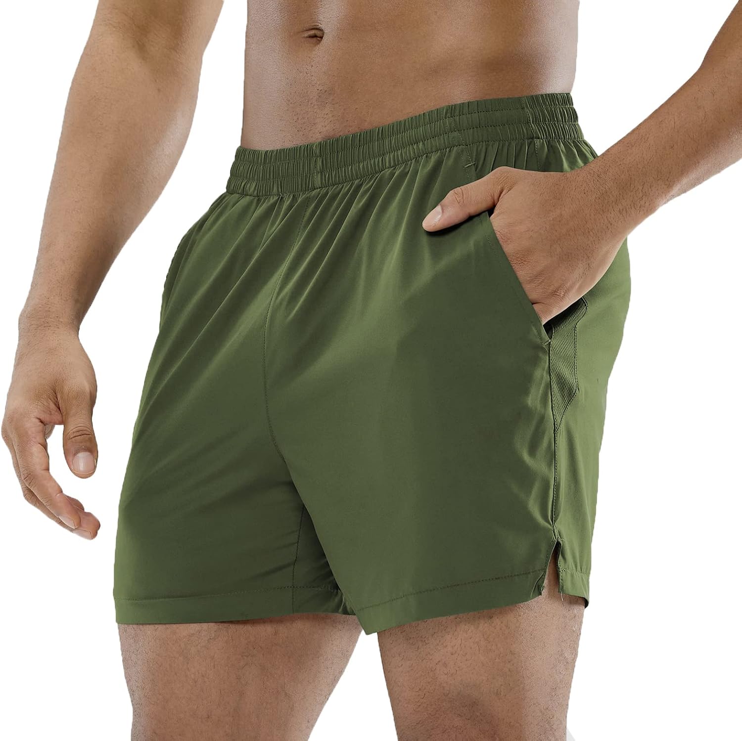 Detalle de MIER Men's 5-Inch Inseam Running Shorts with Quick-Dry Fabric and Pockets
