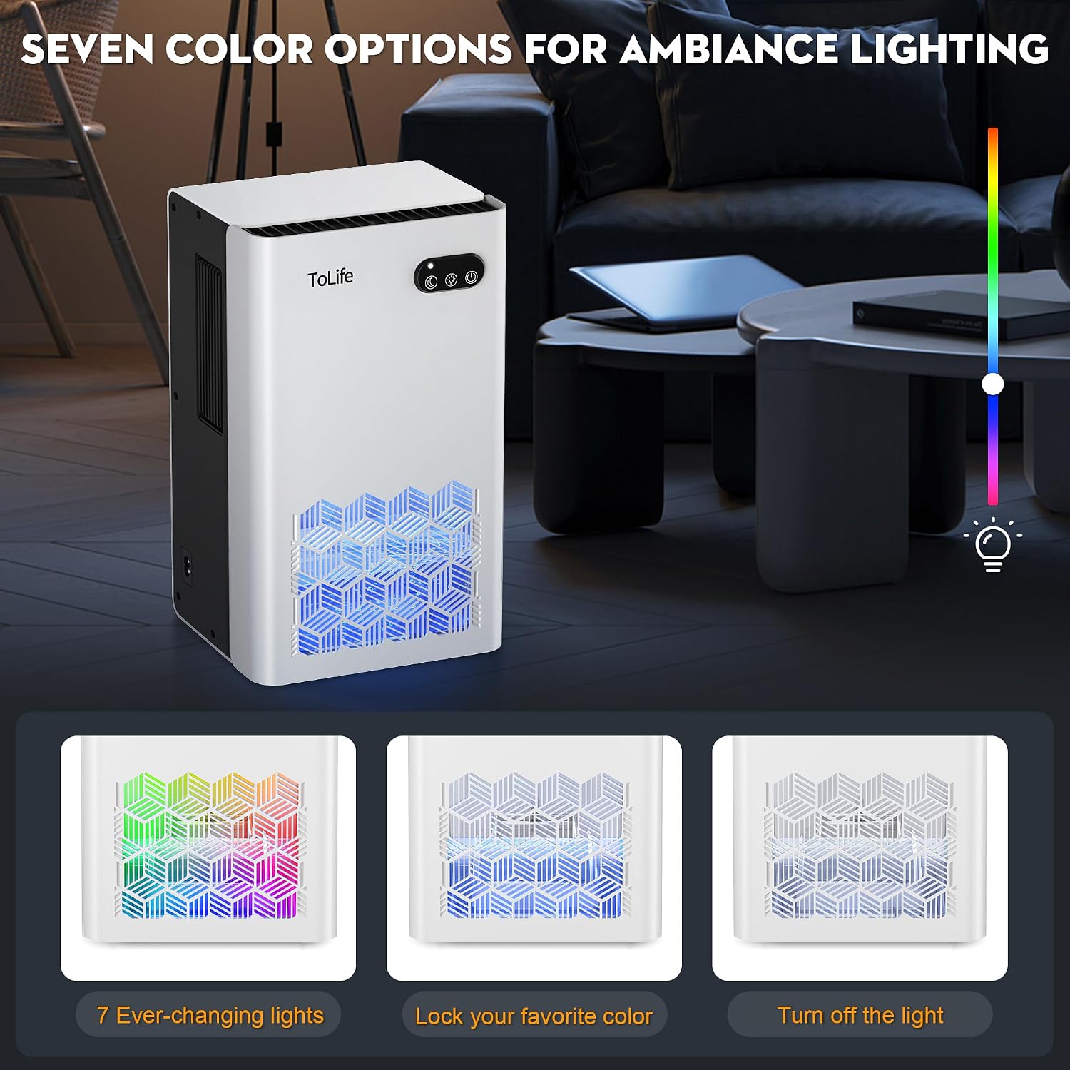 Detalle de ToLife Dehumidifier for Home — 1000 sq.ft, 95 OZ Tank, LED Night Light
