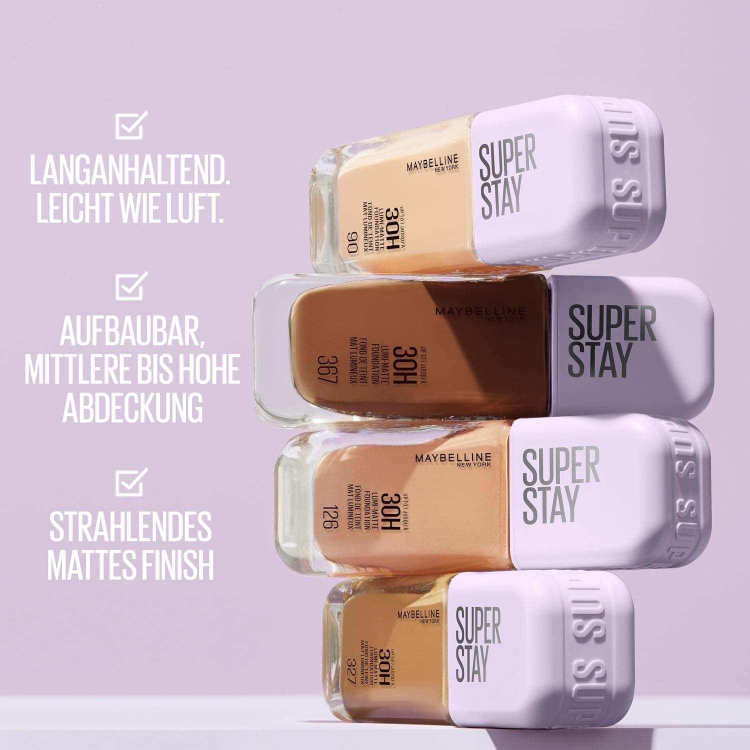 Detalle de Maybelline New York Super Stay Lumi Matte Foundation Nr. 98 (35 ml) – matt mit natürlicher Strahlkraft