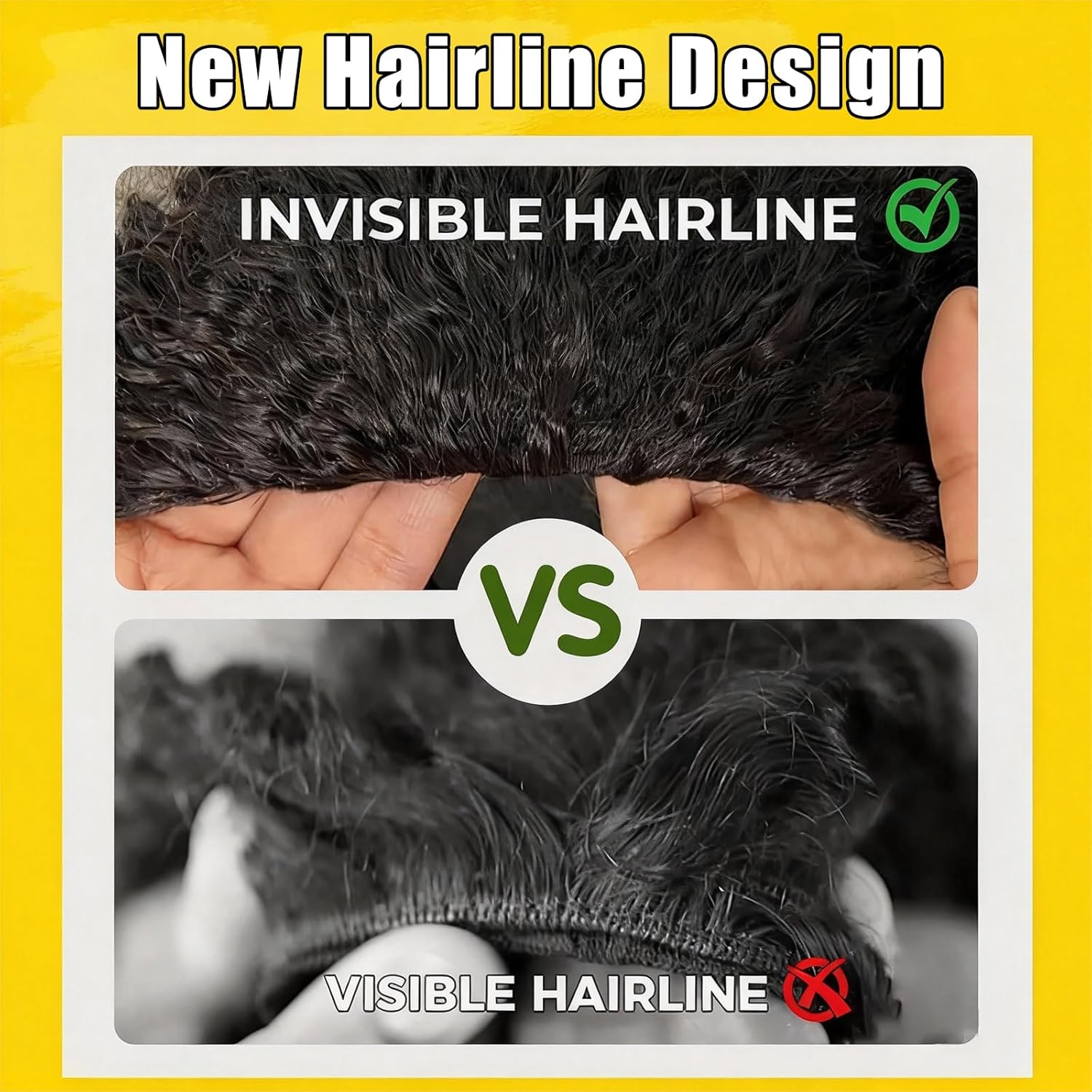 Detalle de Half Wig in Capelli Umani Glueless 20 pollici – 3 in 1, Kinky Curly, Look Ready in 10 Secondi